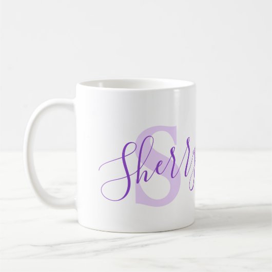 Sherame bedeutet Monogramm S lila Kaffeetasse (Links)