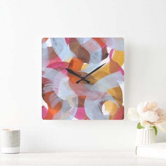 Sherbert I Quadratische Wanduhr (Zuhause)