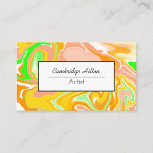Sherbert Swirls Marmor Abstracte Fluidkunst   Visitenkarte