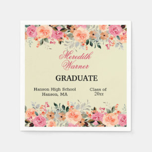 Sherbet Color Floral Graduation Party Serviette
