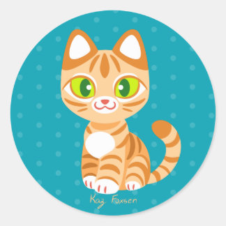 Sherbet, die Orange Tabby Cat Runder Aufkleber