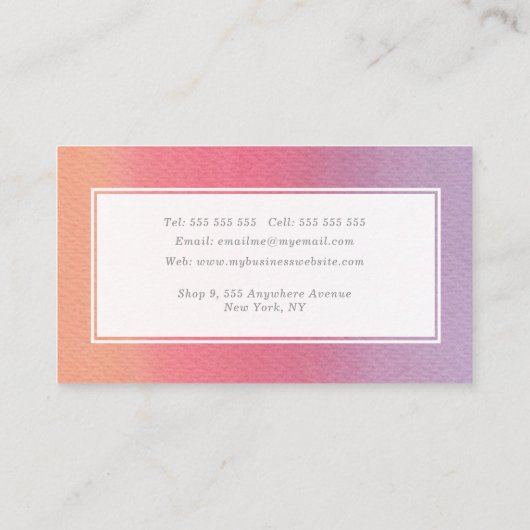 Sherbet Ombre Artist Wasserfarbenprofil Terminkarte (Rückseite)