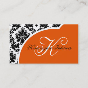 Sherbet Orange Black Damask Visitenkarten Visitenkarte