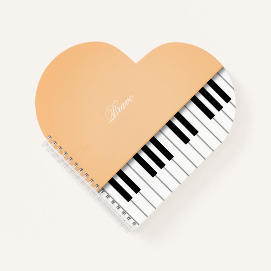 Sherbet Orange Grand Piano Music Keyboard Custom Notizblock (Vorderseite)