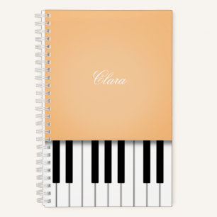 Sherbet Orange Piano Music Keyboard Personalisiert Notizblock
