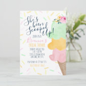 Sherbet Scooped Up Ice Cream Brautparty Einladung (Stehend Vorderseite)