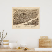 Sherbrooke, Québec, Kanada Panorama Karte - 1881 Poster (Küche)