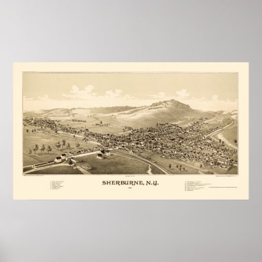 Sherburne, NY Panoramic Map - 1887 Poster (Vorne)