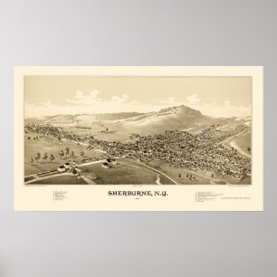 Sherburne, NY panoramische Karte - 1887 Poster