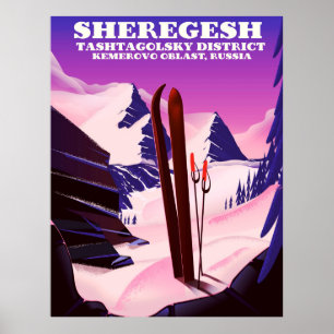 Sheregesh, Kemerovo Oblast Russland Skiausdruck Poster
