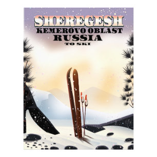 Sheregesh Russia Ski-Reiseplakat. Fotodruck