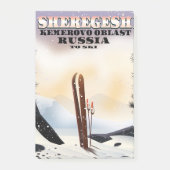 Sheregesh Russia Ski-Reiseplakat. Post-it Klebezettel (Vorderseite)