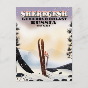 Sheregesh Russia Ski-Reiseplakat. Postkarte