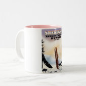 Sheregesh Russia Ski-Reiseplakat. Zweifarbige Tasse (Vorderseite Links)