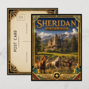 Sheridan Wyoming Vintage Art Deco Golden Age Postkarte