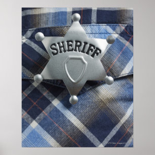 Sheriff Abzeichen auf Western Shirt Poster