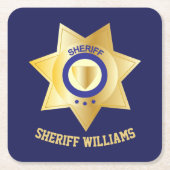 Sheriff Abzeichen Fun Personalisiert Rechteckiger Pappuntersetzer (Vorderseite)