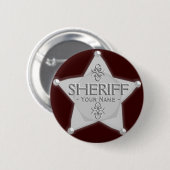 Sheriff-Abzeichen-wildes WestParty-Knopf-Silber Button (Vorne & Hinten)