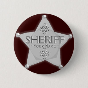 Sheriff-Abzeichen-wildes WestParty-Knopf-Silber Button