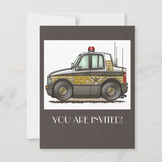 Sheriff-Auto-Streifenwagen Einladung (Vorderseite)
