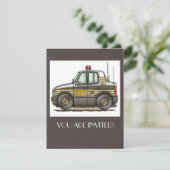 Sheriff-Auto-Streifenwagen Einladung (Stehend Vorderseite)