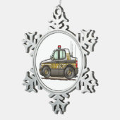 Sheriff-Auto-Streifenwagen Schneeflocken Zinn-Ornament (Rechts)
