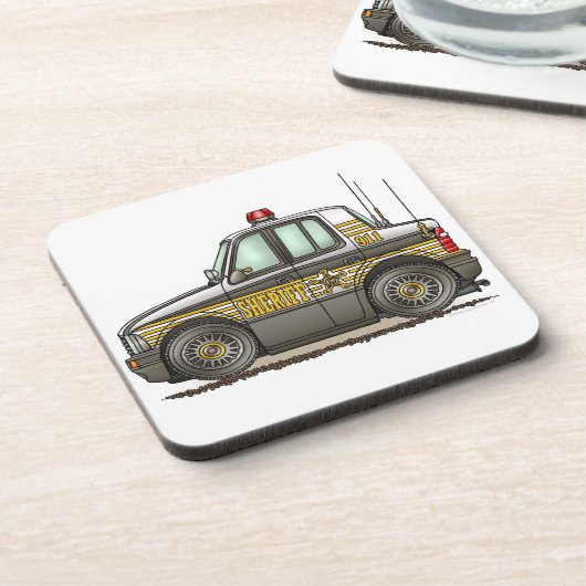 Sheriff-Auto-Streifenwagen Untersetzer (Linke Seite)