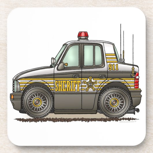 Sheriff-Auto-Streifenwagen Untersetzer (Vorderseite)