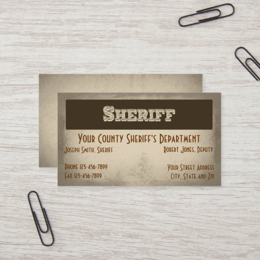 Sheriff Business Card Visitenkarte (Vorderseite/Rückseite Beispiel)