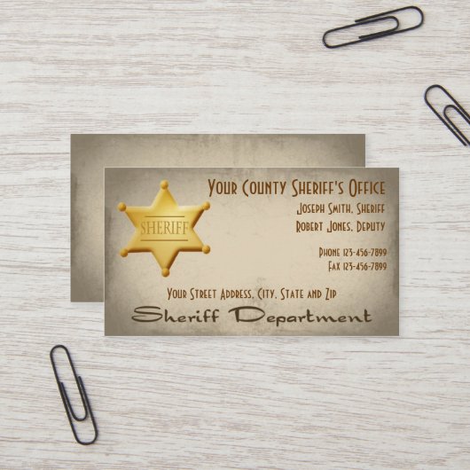 Sheriff Business Card Visitenkarte (Vorderseite/Rückseite Beispiel)