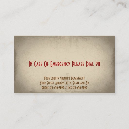 Sheriff Business Card Visitenkarte (Rückseite)