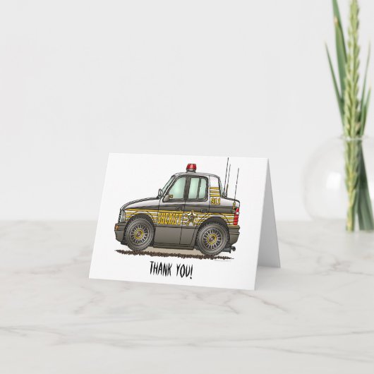 Sheriff Car Patrol Car Dankeskarte (Vorderseite)