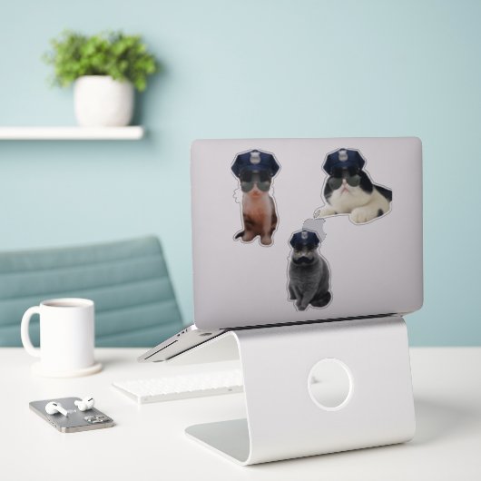 Sheriff Cat Aufkleber (Laptop auf Schreibtisch)