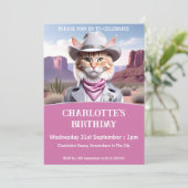 Sheriff Cat Birthday Einladung (Stehend Vorderseite)