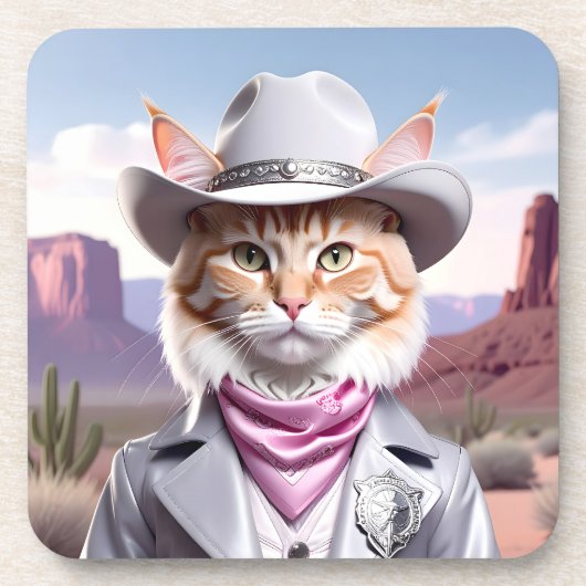 Sheriff Cat Getränkeuntersetzer (Vorderseite)