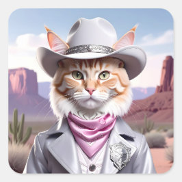 Sheriff Cat Quadratischer Aufkleber