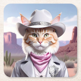 Sheriff Cat Rechteckiger Pappuntersetzer