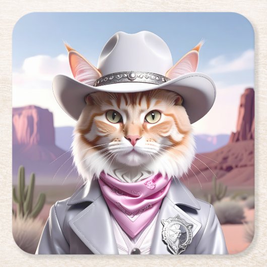 Sheriff Cat Rechteckiger Pappuntersetzer (Vorderseite)