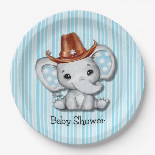 Sheriff Cowboy Elephant Babydusche Danke Pappteller