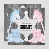 Sheriff Cowboy Gender Reveal Einladung (Vorne/Hinten)