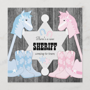 Sheriff Cowboy Gender Reveal Einladung