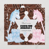 Sheriff Cowboy Gender Reveal Party Einladungen (Vorne/Hinten)
