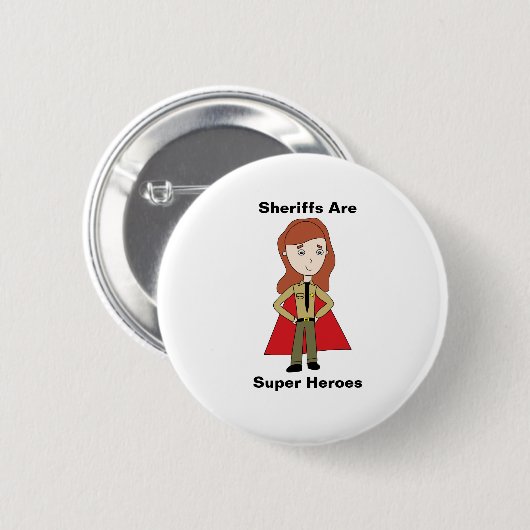 Sheriff Female Super Hero Girl Personalize Button (Vorne & Hinten)