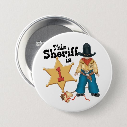Sheriff First Birthday Button (Vorne & Hinten)