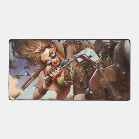Sheriff Gaming Desk Mat | Motorradfahrer Kunst Schreibtischunterlage (Vorderseite)