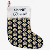 Sheriff Gold Star Abzeichen Gemustert Personalisie Kleiner Weihnachtsstrumpf (Vorderseite)