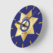 Sheriff Gold Star Abzeichen Novelty Runde Wanduhr (Winkel)