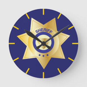 Sheriff Gold Star Abzeichen Novelty Runde Wanduhr