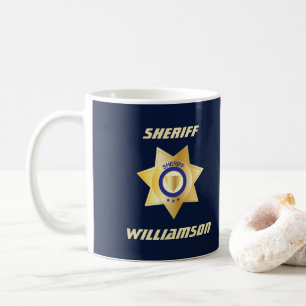 Sheriff Gold Star Abzeichen Personalisiert Coffee  Kaffeetasse