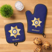 Sheriff Gold Star Abzeichen Personalisiert Ofenhandschuh & Topflappen-Set (Oben Unten)